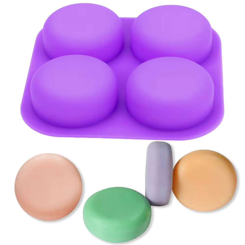 Soap Making Instructions - 1-2개입 4구 재사용 가능한 원형 실리콘