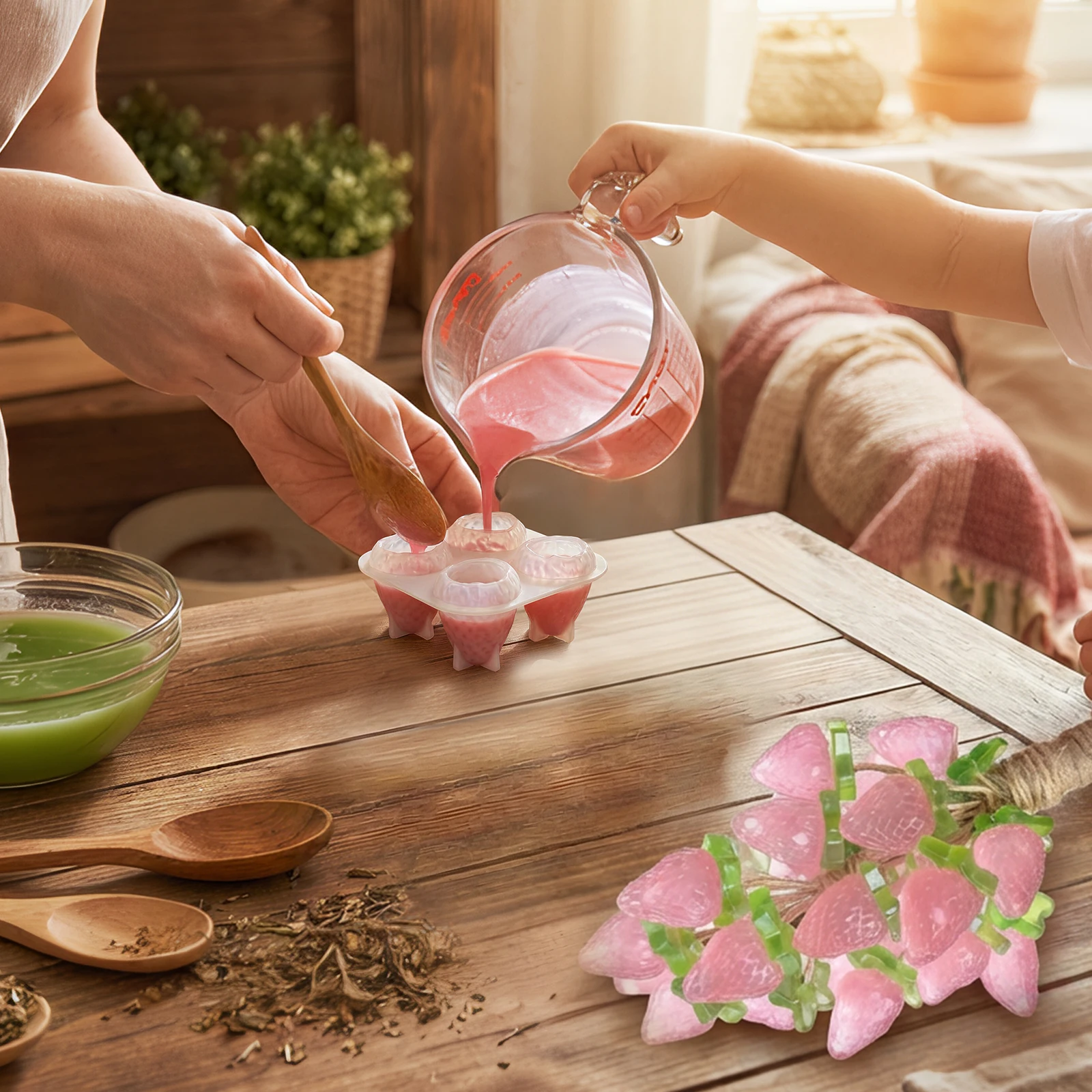 딸기 모양 비누 몰드 2개, 4개의 구멍이 있는 비누  - Soap Making Diy Kit 리뷰 및 가격